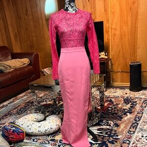 House of CB Pink Lace Maxi Dress